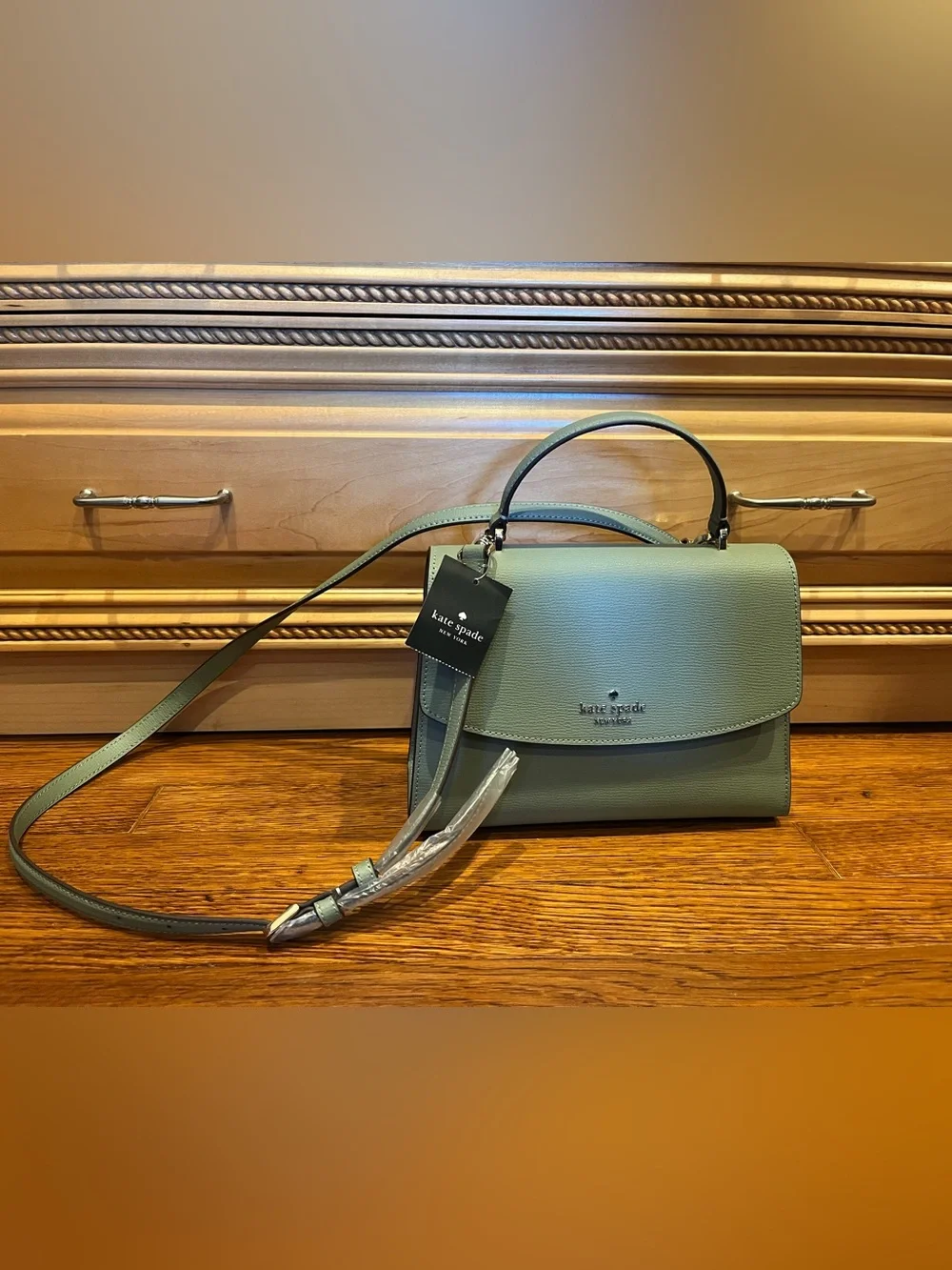 NWT Kate Spade sage Green Leather Top-Handle Crossbody Bag